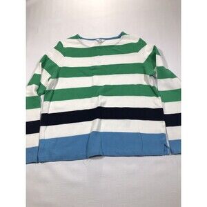 Crown & Ivy Womens Blouse Large Green striped pullover top